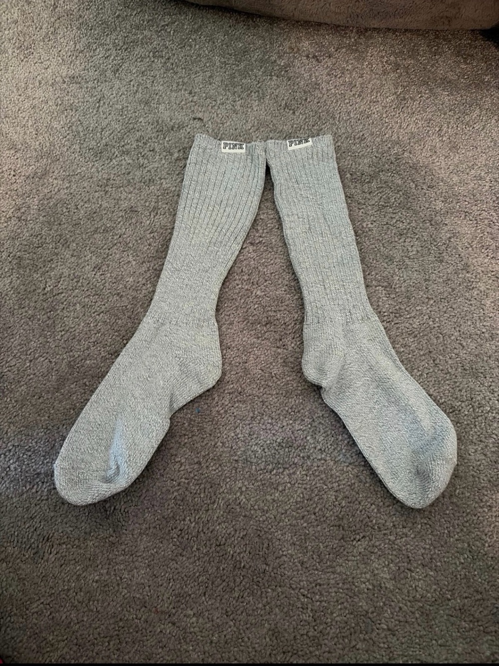 PINK Victoria's Secret Women’s Light Gray knee high Socks - Picture 1 of 2